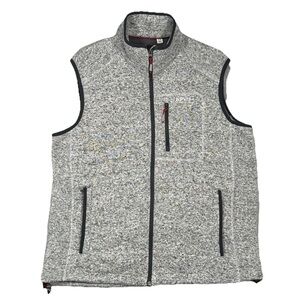 Orvis Mens XL Gray Knit Fleece Vest Full Zip Outdoor Hiking Casual Layering